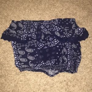 Strapless Blue Crop Top